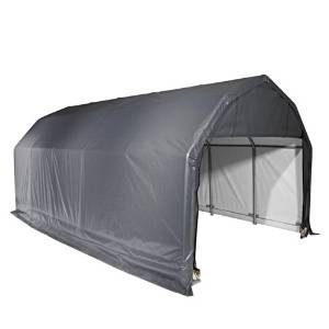 ShelterLogic 12Ft.W Homestead Barn Style Garage - 28ft.L x 12ft.W x 9ft.H, Gray, Model# 97253