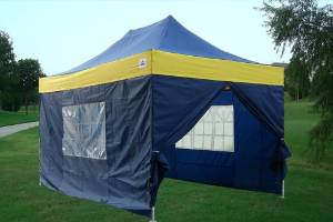10'x15' Pop up 4 Wall Canopy Party Tent Gazebo EZ Navy Blue Yellow (Design A) - E model By DELTA Canopies