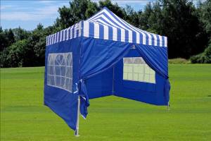 10'x10' Pop Up Canopy Party Tent Gazebo EZ Blue Stripe - E Model By DELTA Canopies
