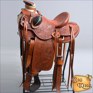 W90ST-A HILASON BIG KING SERIES WESTERN WADE RANCH ROPING COWBOY TRAIL SADDLE 16