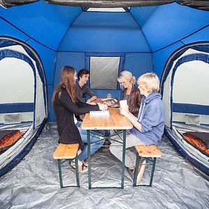 skandika Multispace 6 Person Modular Tent Pavilion & 2 Sleeping Cabins Blue New