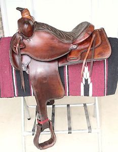 TEX TAN HEREFORD  ROPING  15-1/2" Vintage WESTERN SADDLE > BILLY COOK GIRTH