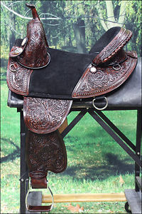 TW105DB-A HILASON TREELESS WESTERN TRAIL BARREL RACING LEATHER HORSE SADDLE 15"