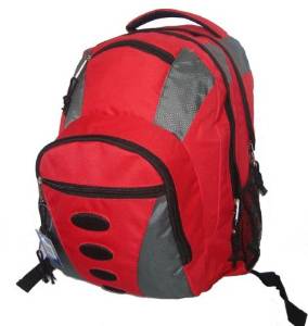 DDI 702799 600D Polyester Backpack 16.5 in. x11.5 in. x 6.5 in. ,Red-Gray