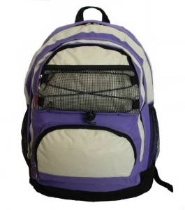 USA Wholesaler- 25362741-18" Backpack w/2 main compts, 18"x13"x8",Purple/Beige. Case Pack 24