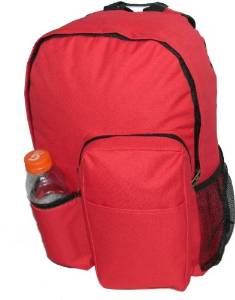 17" Backpack w/water bottler holder, 17"x12.5"x5.5" Red.