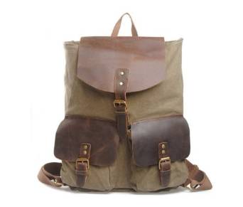 Leisure Canvas Genuine Leather Backpack