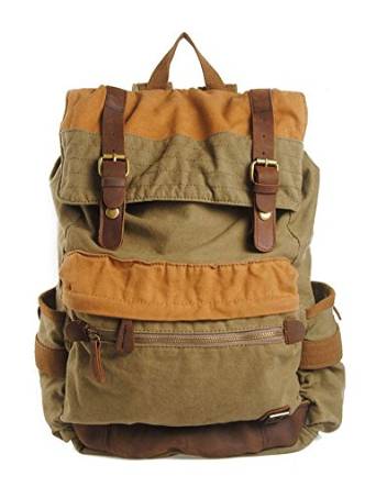 Fashion Patchwork Canvas and Leather Backpack