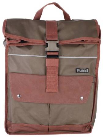 Khaki/Tan Coated Canvas Roll Top Backpack by Fused