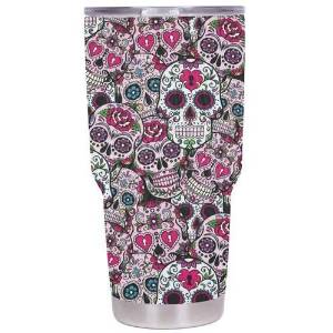 Yeti Sugar Skull 30 oz Rambler Tumbler Stainless Steel Cup with Lid - Keeps your drink hot or cold - Custom dipped