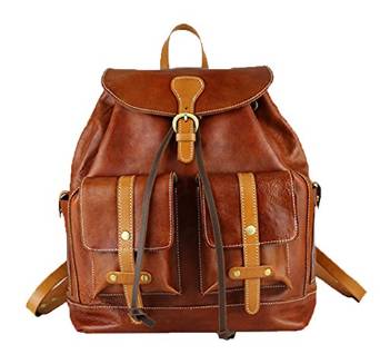 Daily Use Genuine Leather Large Buckle-Flap Backpack Bag