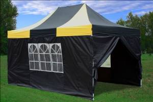 10'x15' Pop up 4 Wall Canopy Party Tent Gazebo Set Ez Black/Yellow - E Model By DELTA Canopies