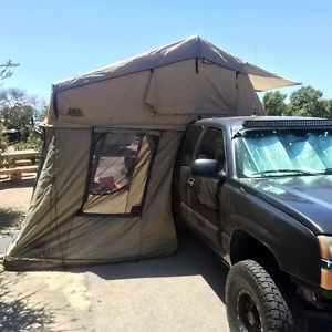 Tuff Stuff Overland Rooftop Camping Tent with Annex Room- Black Driving Cover