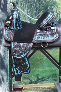 TW101DBTRQ-F HILASON BROWN TREELESS WESTERN TRAIL BARREL RACING SADDLE 15"