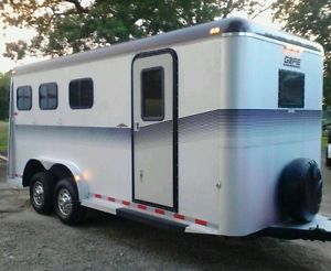 3 Horse Trailer Aluminum Bumper Pull w/ Dressing Room Ramp Load &  Rear Tack