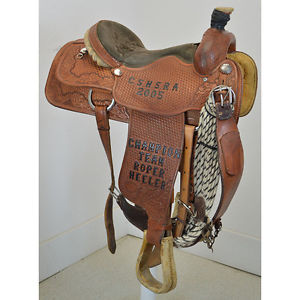 Used 15" Court's Saddlery Trophy Team Roping Saddle Code: C15COURTSTR2005