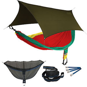 ENO SingleNest OneLink Sleep System - Rasta Hammock With Olive Profly