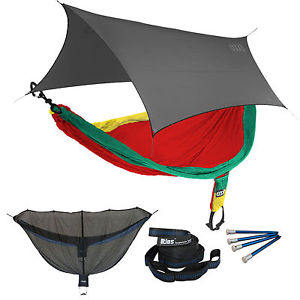 ENO SingleNest OneLink Sleep System - Rasta Hammock With Grey Profly