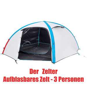 QUECHUA Aufblasbares Zelt Air Seconds XL 3 Personen Fresh & Black Camping NEU