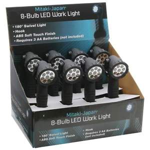 Lot of 6 Mitaki-Japan® 8pc 8-Bulb LED Work Lights in Countertop Displays