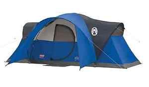 Coleman Montana 8-Person 1-Rm 16x7' ft Modified Dome Tent Camping Shelter, Blue