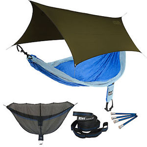 ENO SingleNest OneLink Sleep System - Powder/Royal Hammock With Olive Profly