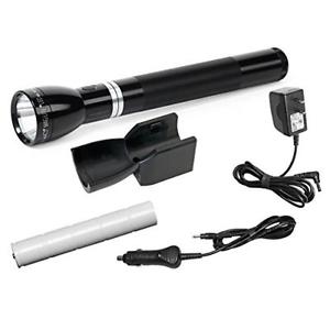 Led Rechargeable Flashlight System, 120V Converter, 12V Dc Auto Adapter, Black