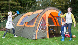 Skandika Kemi 4 Tunnelzelt (dunkel oliv/orange)