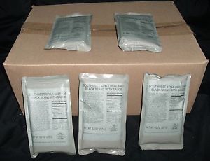 Case Lot of 50 Southwest Style Beef, Black Beans MRE Entrees, Meals Ready to Eat