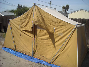Vintage Canvas Camping Cabin Tent Rubber Floor