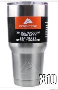 Set of TEN Ozark Trail 30 oz Tumblers Vacuum Insulated Stainless Steel FREE SHIP