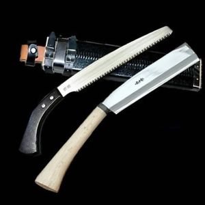 Japanese Knife and Saw 2 pcs set Waist Hatchet Axe 210mm White steel cutting c27