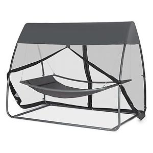 OUTDOR GARDEN HAMMOCK RELAXING STEEL STRONG MOSQUITO NET LYING AREA 200 X 130 CM