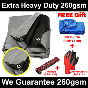 Tarpaulin extra heavy duty 260gsm sheet camping car garden boat patio cover