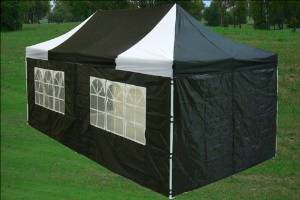 10'x20' Pop up 6 Walls Canopy Party Tent Gazebo Ez Black/White - F Model Upgraded Frame By DELTA Canopies