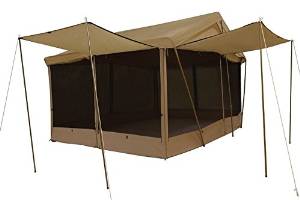 Trek Tents 283A Cotton Cavas Cabin 10' x 14' Floorless Tent w/ 4 Awnings