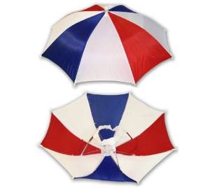 100 Pc Umbrella Hat Hands Free Head Strap Sun Rain Red White Blue Wholesale Bulk