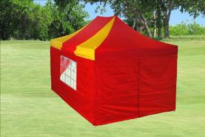 10'x15' Pop Up 4 Wall Canopy Party Tent EZ Red/Yellow - F Model Upgraded Frame By DELTA Canopies