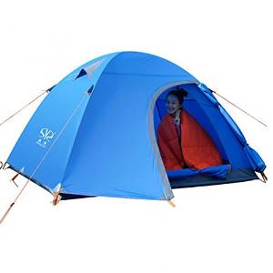 SANKE Outdoor Camping Waterproof 4person 4 Season Folding Tent Hiking Blue