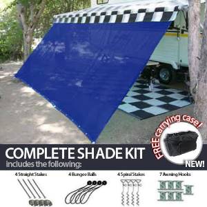 8' x 20' RV Awning Shade (Biege / Tan) Complete Kit with Carry Bag Canopy Shelter Screen Panel and Awning Maintenance Manual Motor Home Trailer Awning Shade
