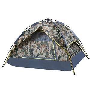 ZJKC&reg; 3 to 4 People Double Layer One Room 7.9lbs Graphite Shaft Popup Camouflage Backpacking Tent, 83.9 x 83.9 x 55.1 inches (L x W x H)