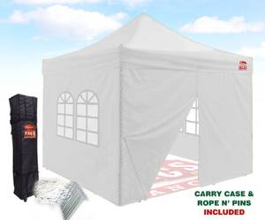 Outlet Tags Canopy - 10ftX10ft with 4pc WALLS Pop-Up Tent for Vendors, BBQ, Sun Shelter, Sports Teams, Outdoor Events - WHITE