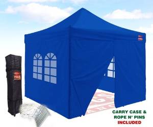 Outlet Tags Canopy - 10ftX10ft with 4pc WALLS Pop-Up Tent for Vendors, BBQ, Sun Shelter, Sports Teams, Outdoor Events - BLUE