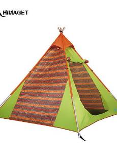 0.5 HIMAGET Brand High Quality Single Layer 4 Person 1 Door Outdoor Camping Products Pattern Steel Pole Tipi Tent , blue