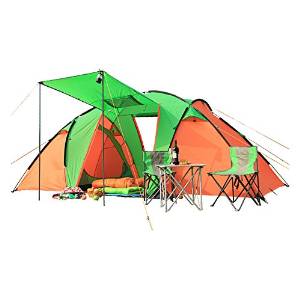 14'x 7'Blue Waterproof ,8-Person,2 Doors,2 room,4 Vestibule, 3 Season Family Tent For Camping with Carry Bag, 3000mm