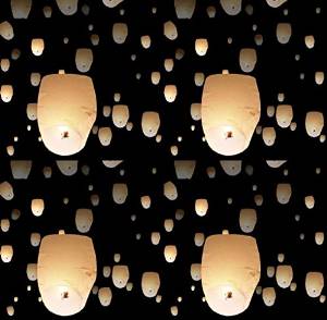 Cherry Queen 100 White Chinese Paper Sky Flying Wishing Lantern Fly Lamp Candle Party Wedding