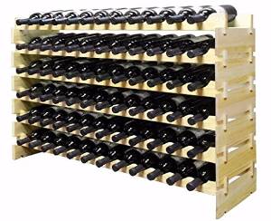Cherry Queen 72 Bottles Stackable Wine Display Storage Rack Pine Wood Alternative to Cellar