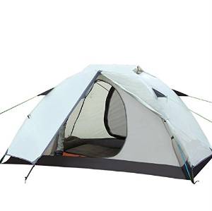 Double double layer waterproof tent camping couple aluminum pole tent blue beige