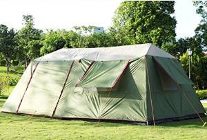 Outdoor two-bedroom and two-bedroom tent more than 8 10 12 person bunk camping waterproof tent Green