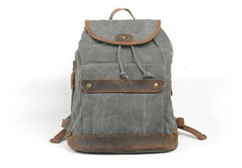 Whatland Specially High Density Thick Canvas Backpack Rucksack (Gray)